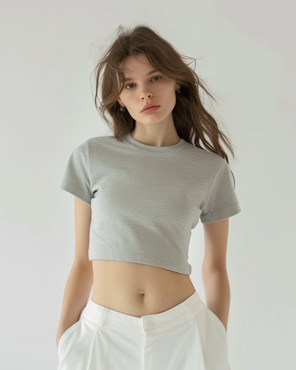 Grey Melange Crop Top