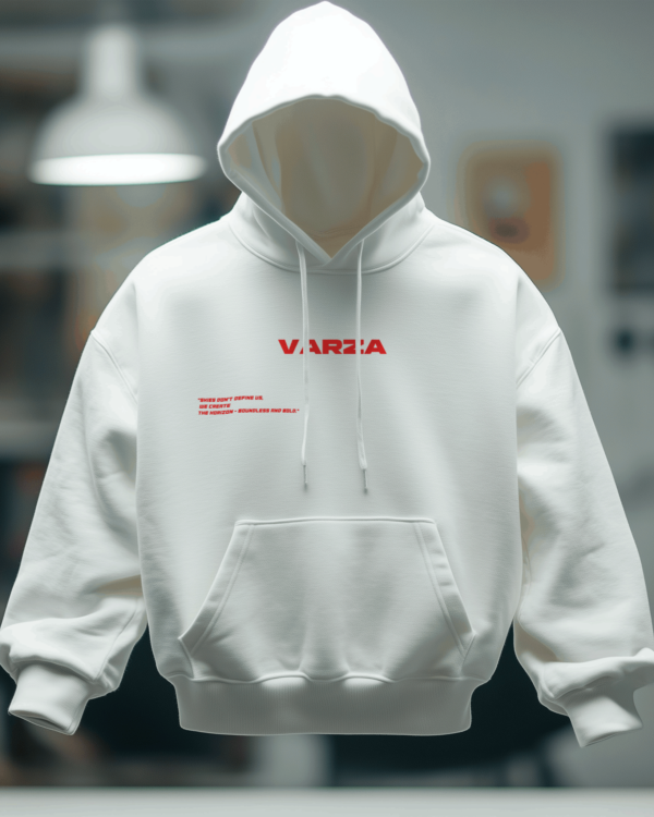 Oversized White Printed Hoodie
