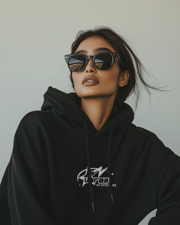 Oversized Printed Hoodie "Black"