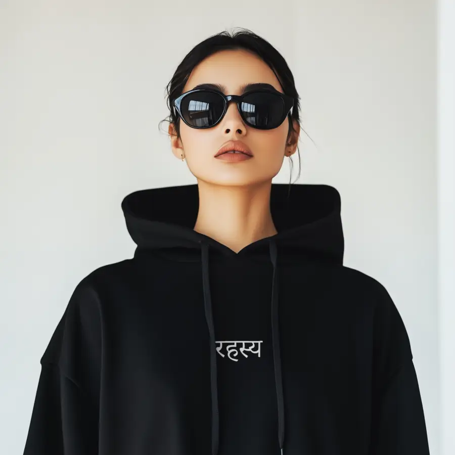 Black Ovesized Loosefit Printed Hoodie - Image 2